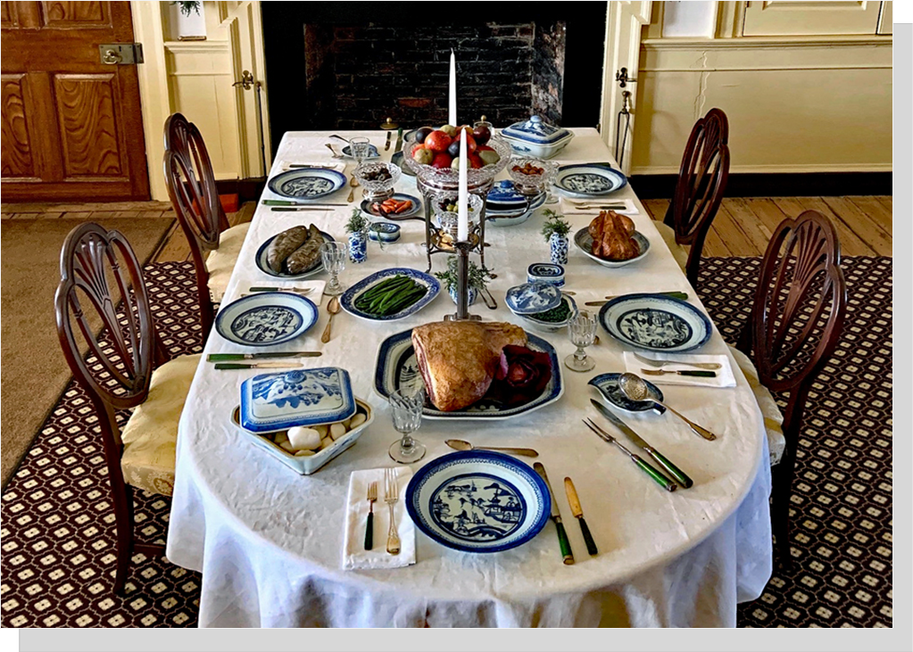 Dining Room with Chinese Import Porcelain Settings